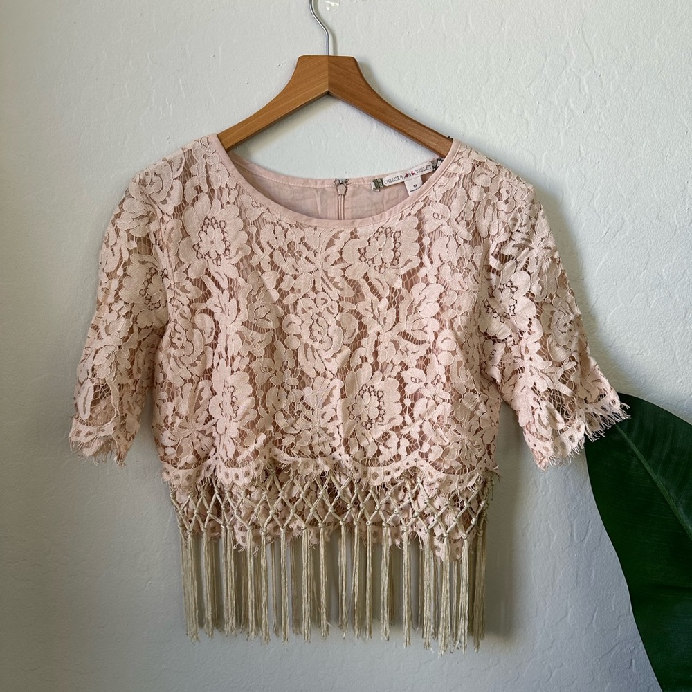 Chelsea& Violet~ lace fringe blouse